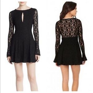 Free people black lace mini dress